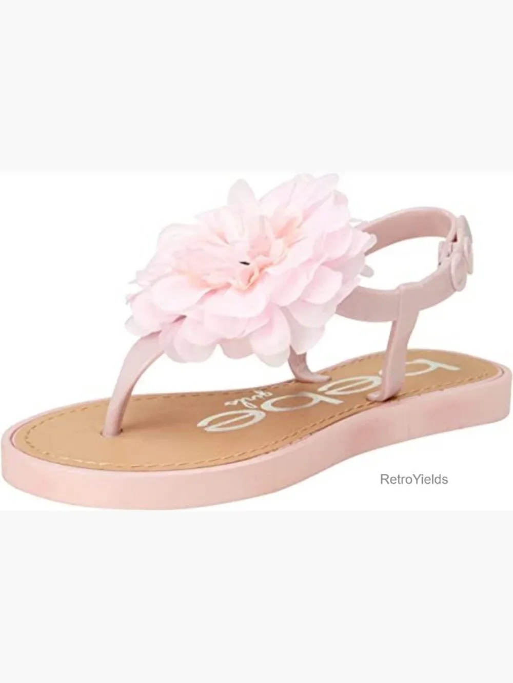 Girls' Sandals with Chiffon Flower Snap Buckle Cushioned Sole